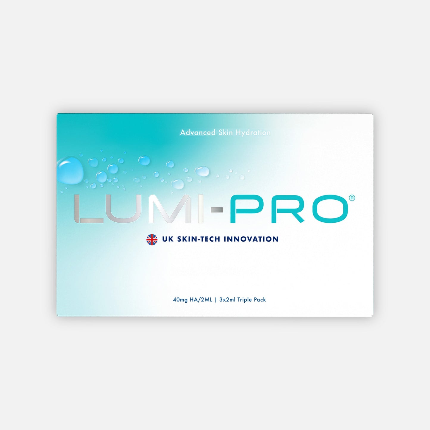 LUMI-PRO Skin Booster packaging – UK SKIN-TECH INNOVATION, advanced skin hydration formula for professional use