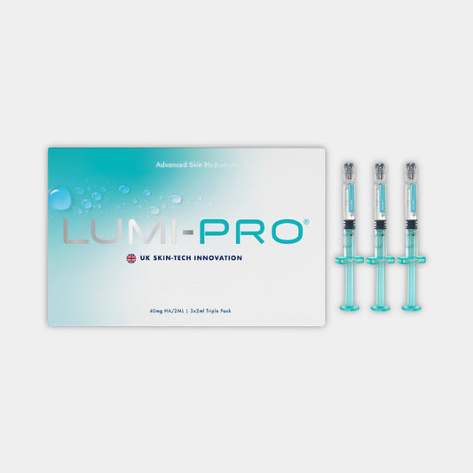 LUMI-PRO Skin Booster Triple Pack – professional aesthetic medicine product with 3 x 2ml syringes of hyaluronic acid and peptides