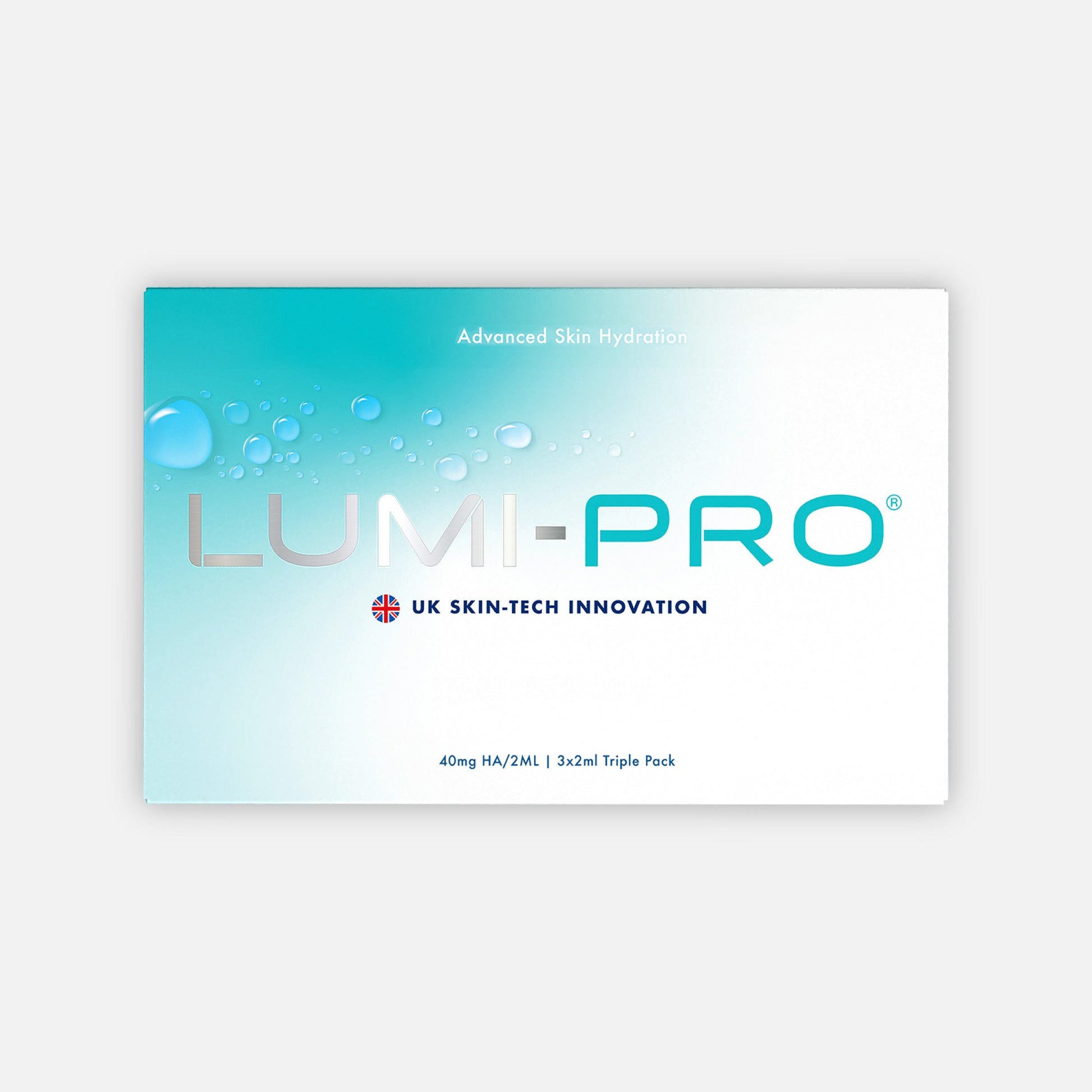 LUMI-PRO Skin Booster packaging – UK SKIN-TECH INNOVATION, advanced skin hydration formula for professional use